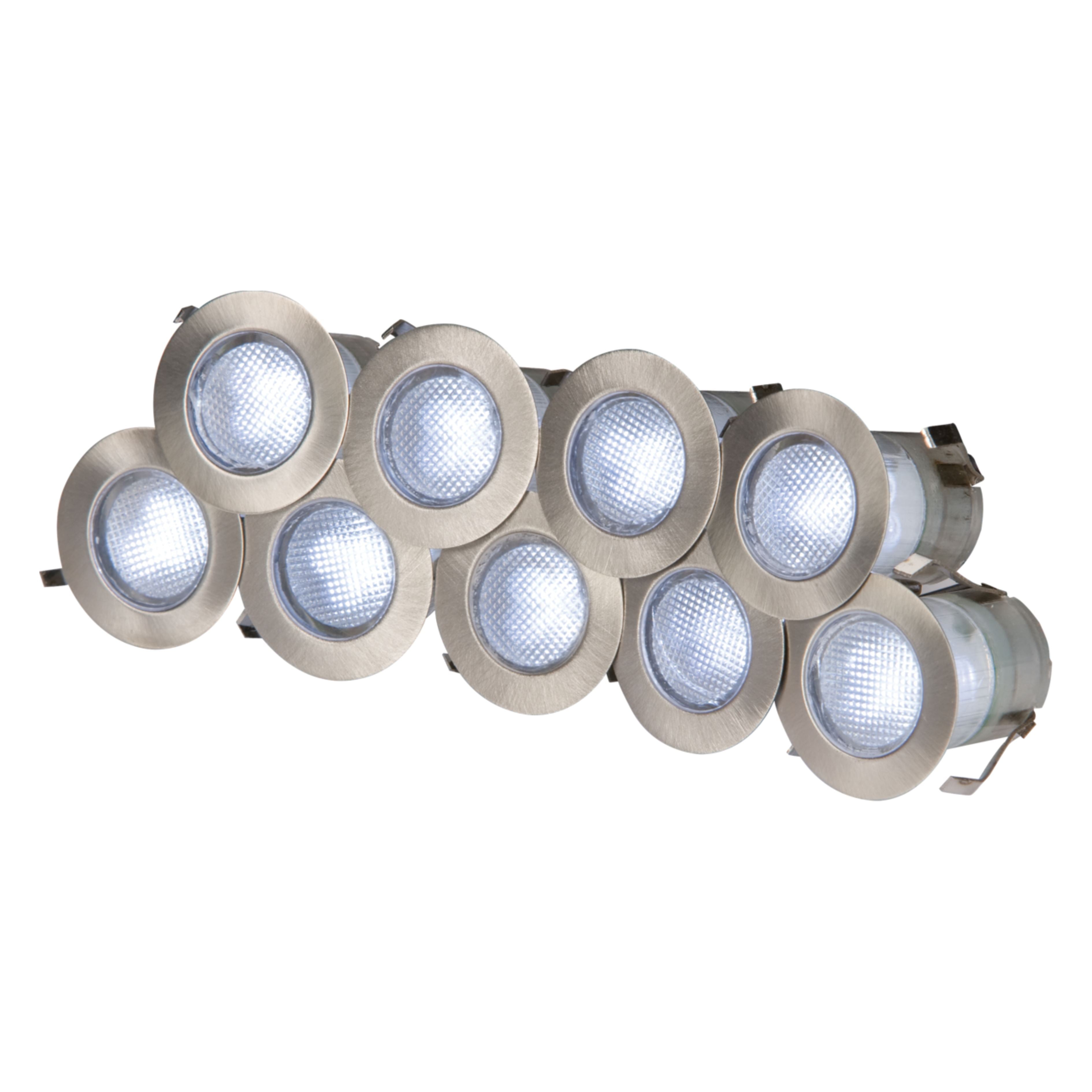 230V 10 x 0.2W Cool White LED Kit - Stainless Steel Ground Lights Knightsbridge 