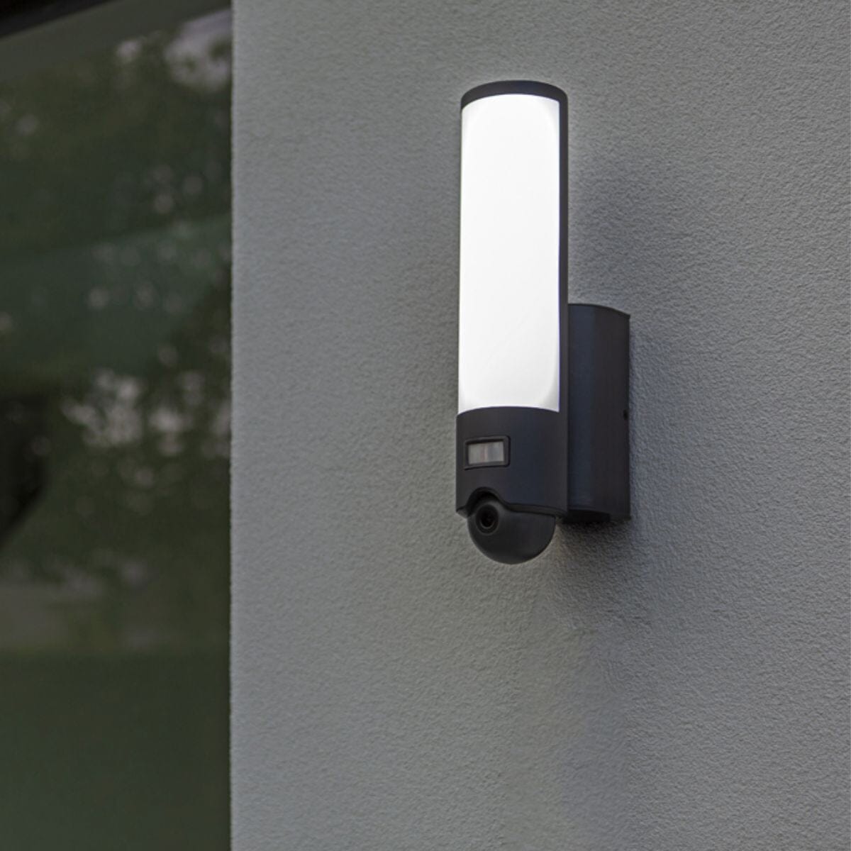 Elara Wall Light With PIR & Camera - Dark Grey Wall Lights Lutec 