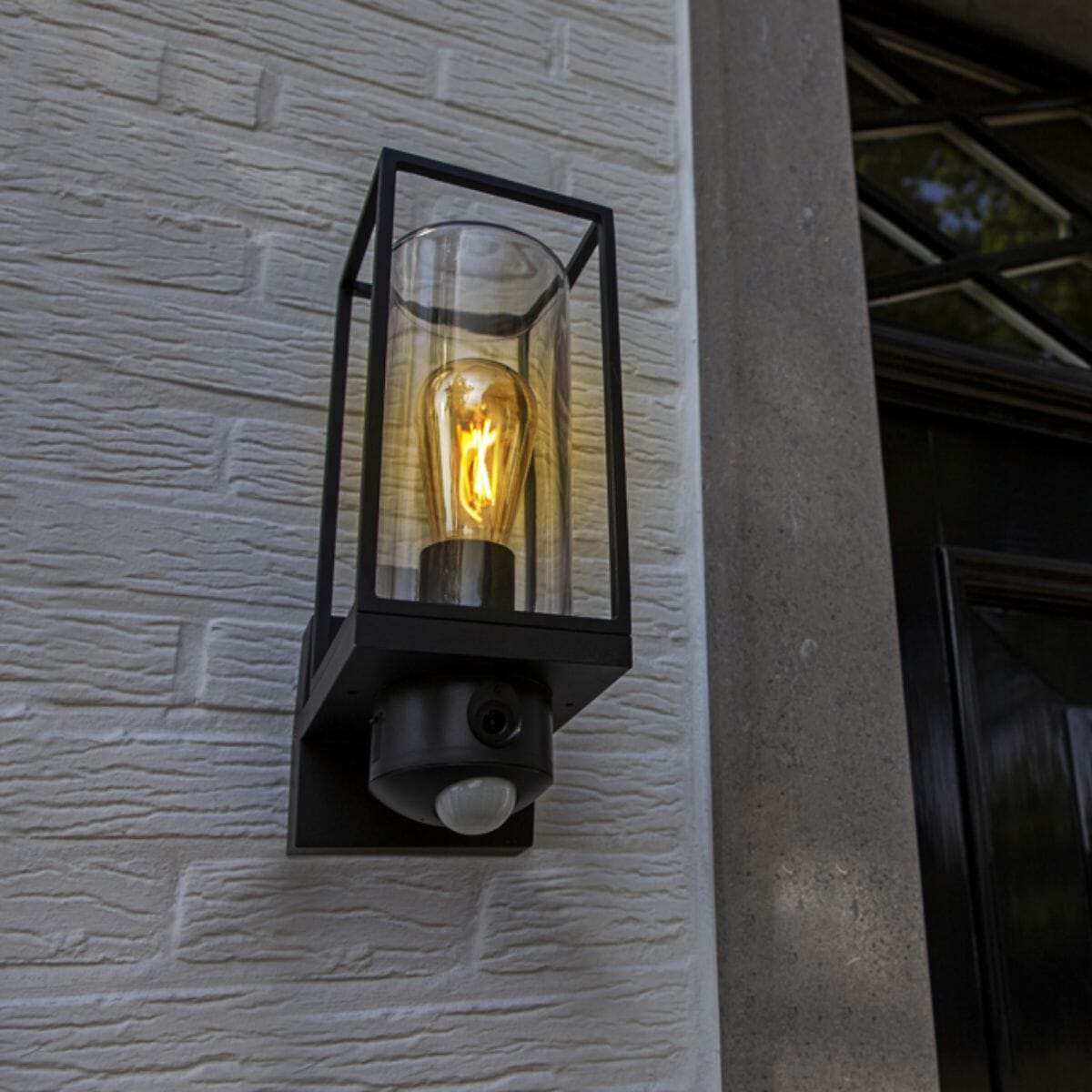 Flair Wall Light With PIR & Camera - Matt Black Wall Lights Lutec 