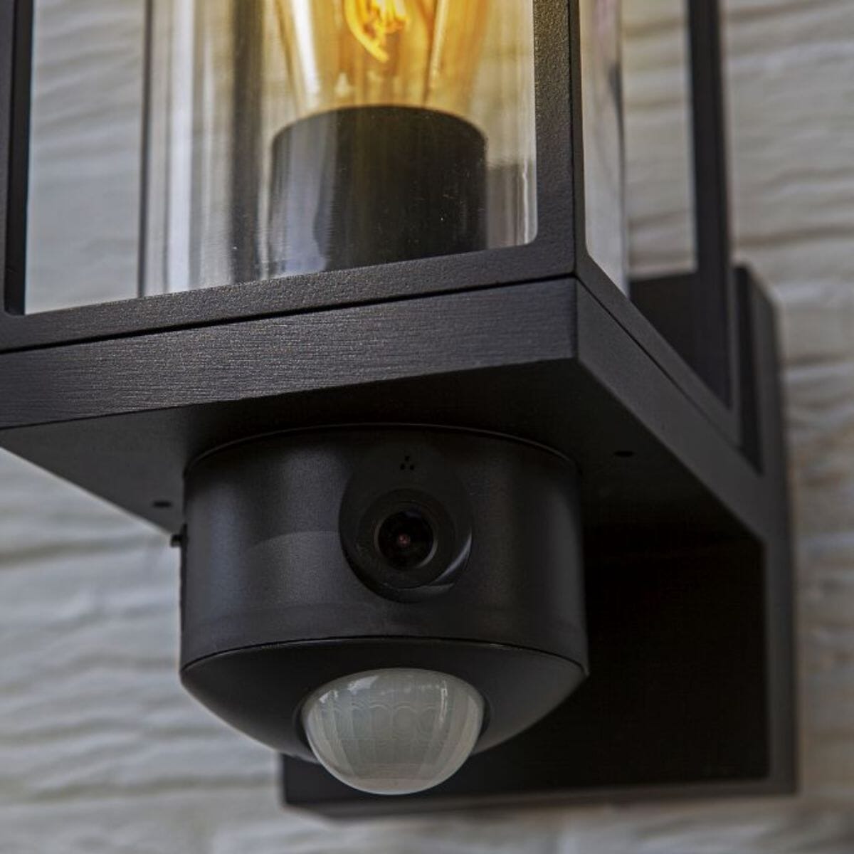 Flair Wall Light With PIR & Camera - Matt Black Wall Lights Lutec 