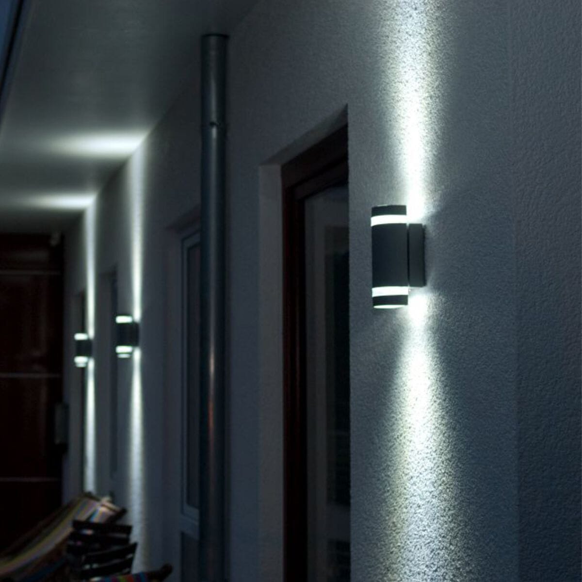 Focus Wall Light Dusk to Dawn - Matt Black Wall Lights Lutec 